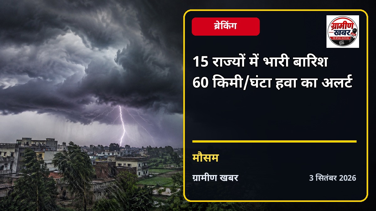 15 राज्यों में भारी बारिश और 60 किमी प्रति घंटे की हवा का अलर्ट